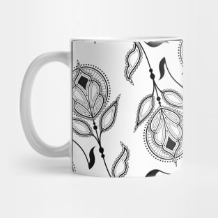 Black and White Inverted Medallion Paisley Mug